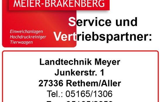 Der Vertriebspartner Landtechnik Meyer führt den Service an Hochdruckreinigern von Meier-Brakenberg durch. Die Einzeltierwaagen gehört ebenso zum Programm von Landtechnik Meyer.