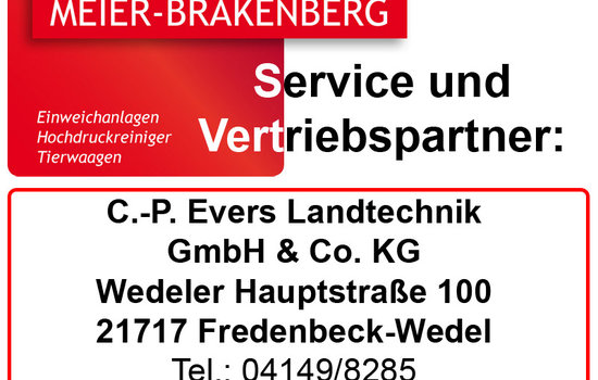 Der Vertriebspartner Evers Landtechnik bietet erstklassigen Service und Vertrieb für die Profi-Hochdruckreiniger von Meier-Brakenberg.