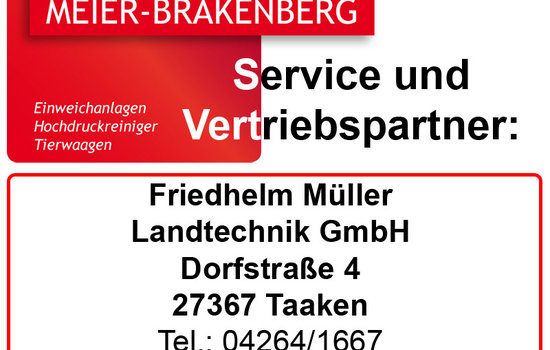 Der Vertriebspartner Friedhelm Müller Landtechnik führt den Service an Hochdruckreinigern von Meier-Brakenberg durch. Auch Tierwaagen gehören in das Vertriebssortiment von Friedhelm Müller.