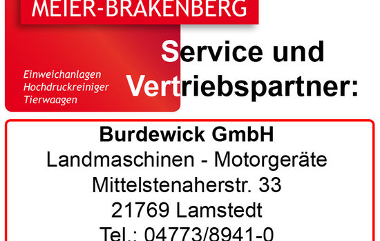 Der Vertriebspartner Burdewick GmbH bietet erstklassigen Service und Vertrieb rund um Profi-Hochdruckreiniger von Meier-Brakenberg.