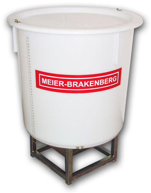Der Anmischbehälter von Meier-Brakenberg besitzt eine Umwälzpumpe unter dem Behälter, die das Medium schonend anrührt und umwälzt. Da kein Sauerstoffeintrag wie bei einem Rührwerk erfolgt, kommt es zu keiner Schaumbildung.