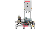 The stationary high-pressure cleaner with frequency control is particularly suitable for cleaning with several users at the same time. High maximum water output: 3,000 l/h up to 12,000 l/h can be reached with our twin pump systems. The frequency converter makes the pump rotate flexibly to allow different water outputs.