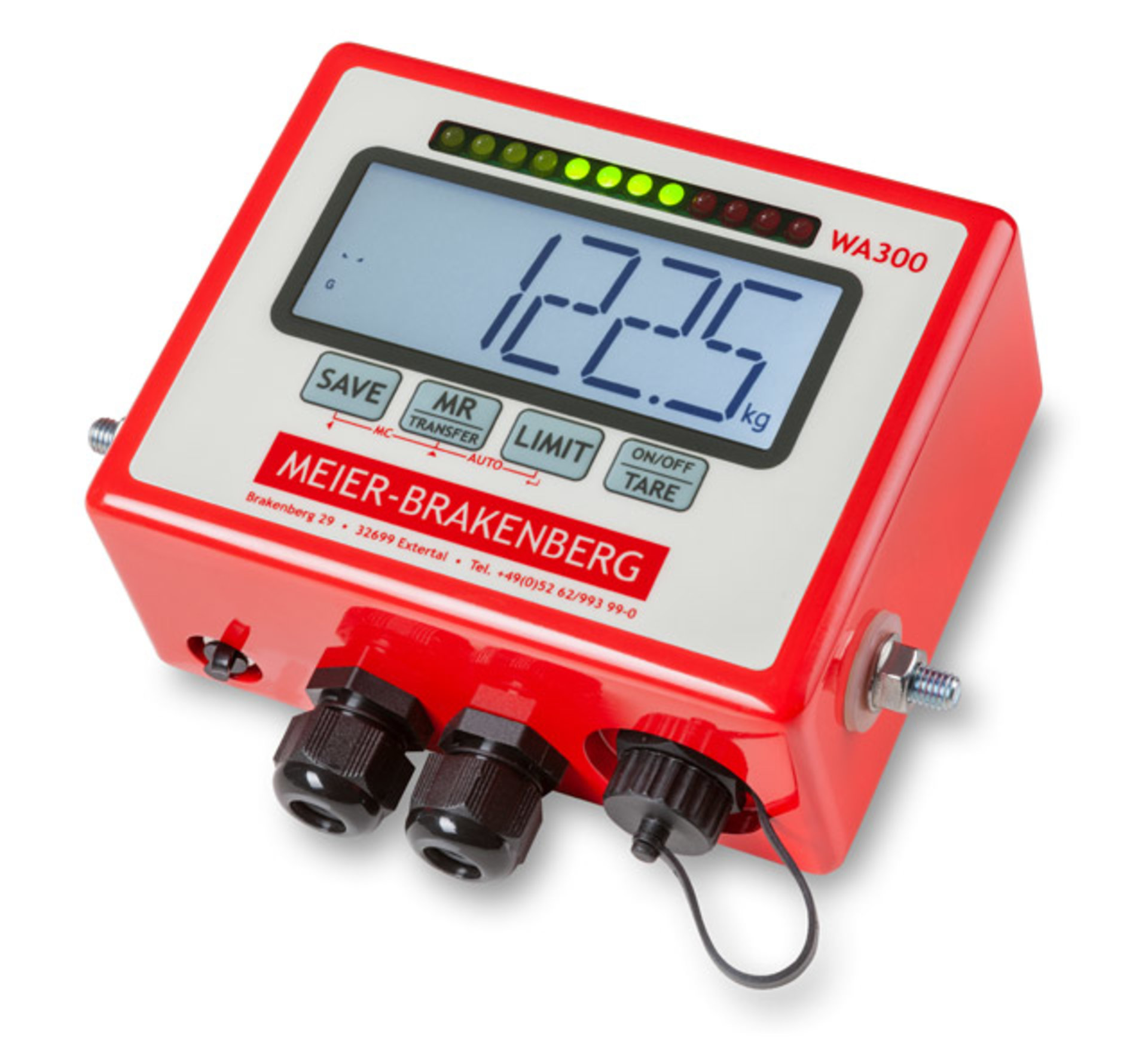 The new weighing display WA300 for mobile animal scales offers new functions. Data can be exported and stored on a USB stick. A traffic light function accelerates the sorting of slaughter pigs.