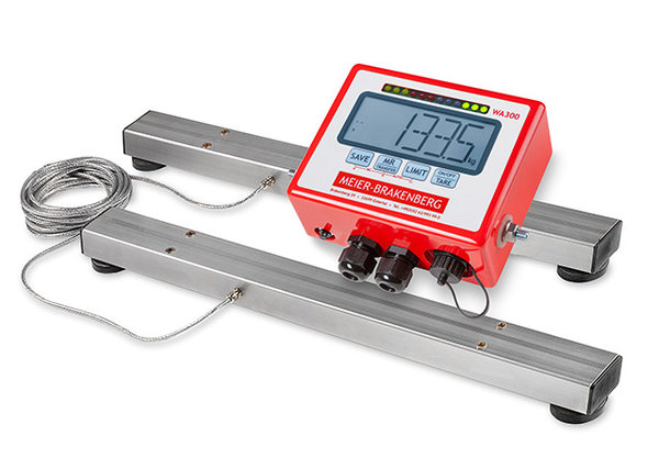 Our weighing beam set consists of two stainless steel weighing beams including weighing indicator. The set is completely wired and allows a weighing range up to 2,500 kg. The weighing beams are suitable for the substructure of an existing weighing cage or a do-it-yourself solution.